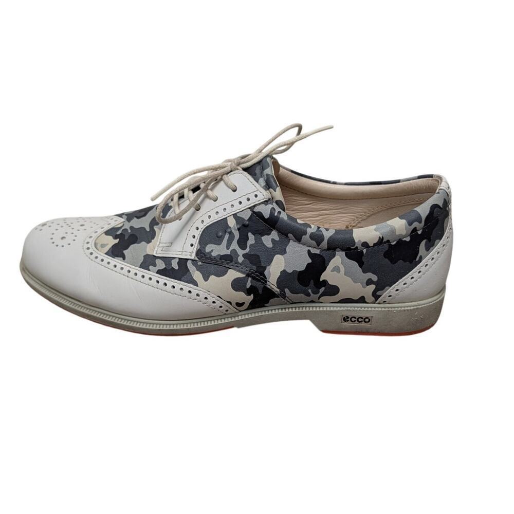 ECCO Women's Cream Oxford Wingtip Hydromax Camouflage Golf Shoes, size 41